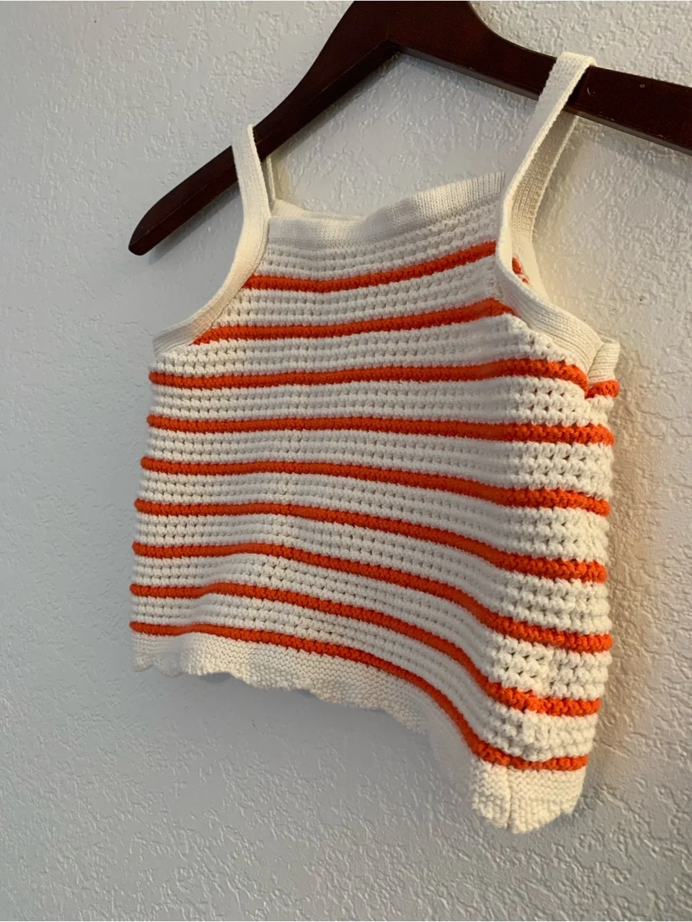 100% Cotton Amazon Essentials x Sofia Grainge Orange White Knit Top | 7-8 Years